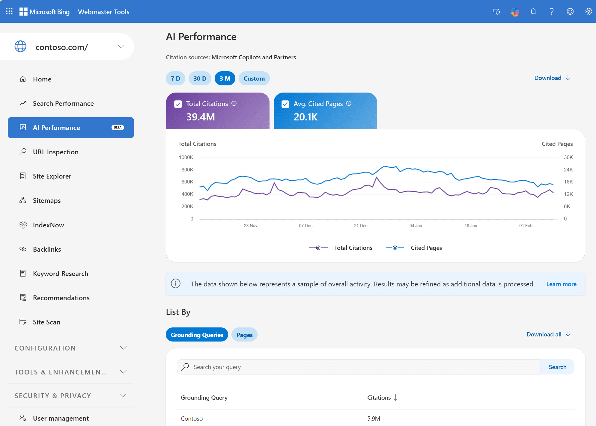 Bing Webmaster Tools AI Performance Dashboard